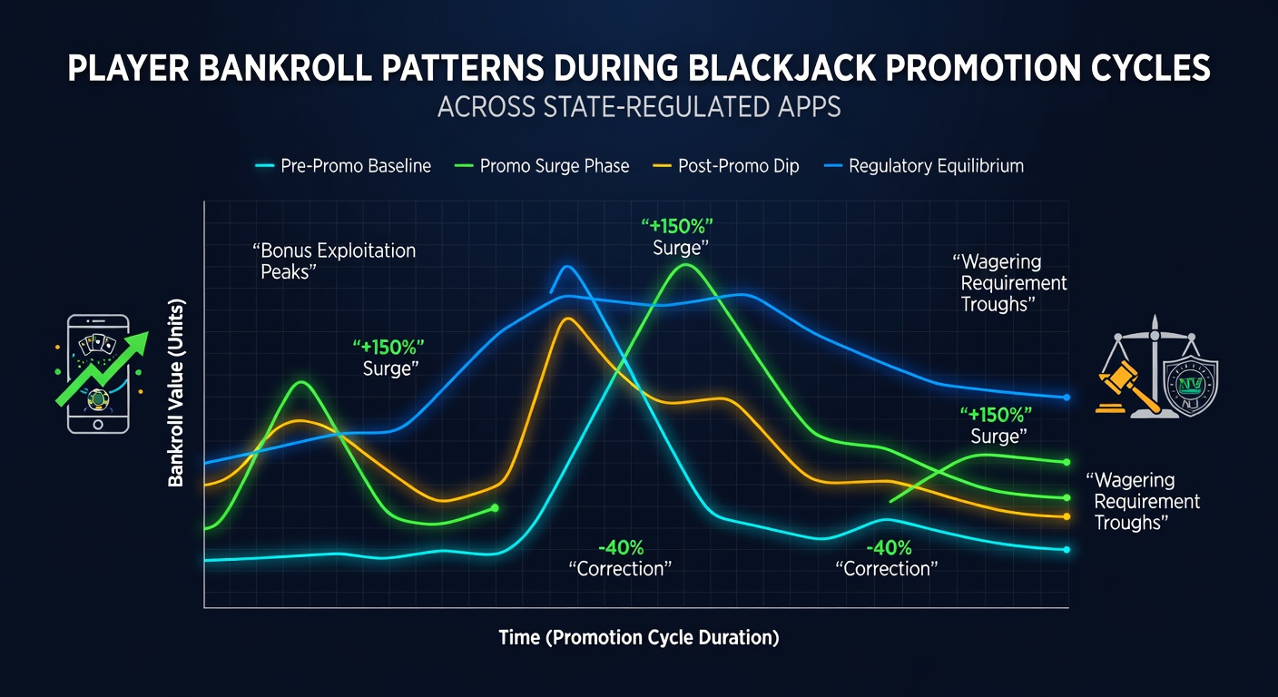 Chart showing player bankroll fluctuations during blackjack promotions in regulated apps