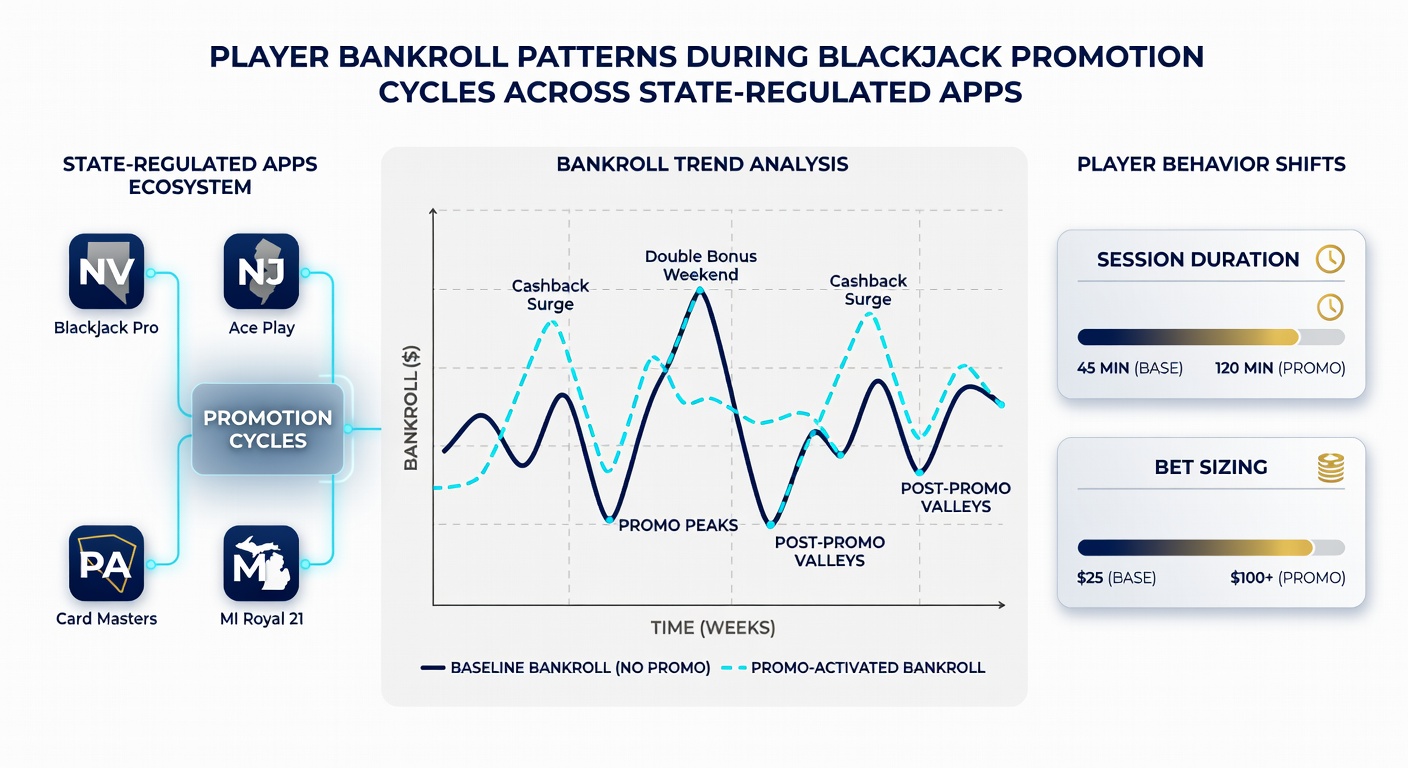 Graph illustrating deposit and withdrawal trends in state-regulated blackjack apps during promotions