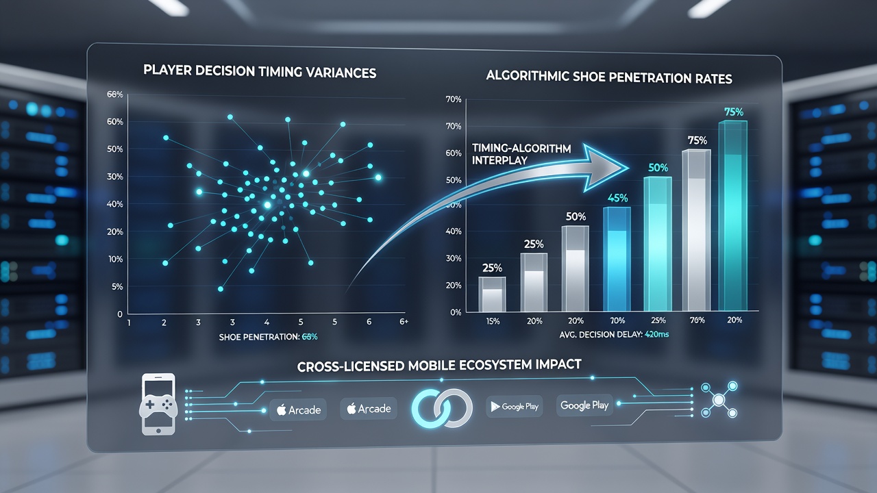 Network dashboard illustrating decision timing graphs overlaid on shoe penetration percentages from mobile blackjack sessions