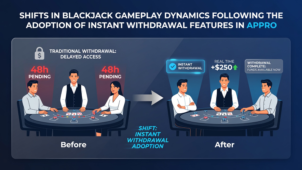 Mobile interface displaying instant withdrawal confirmation during an active blackjack session in a regulated app